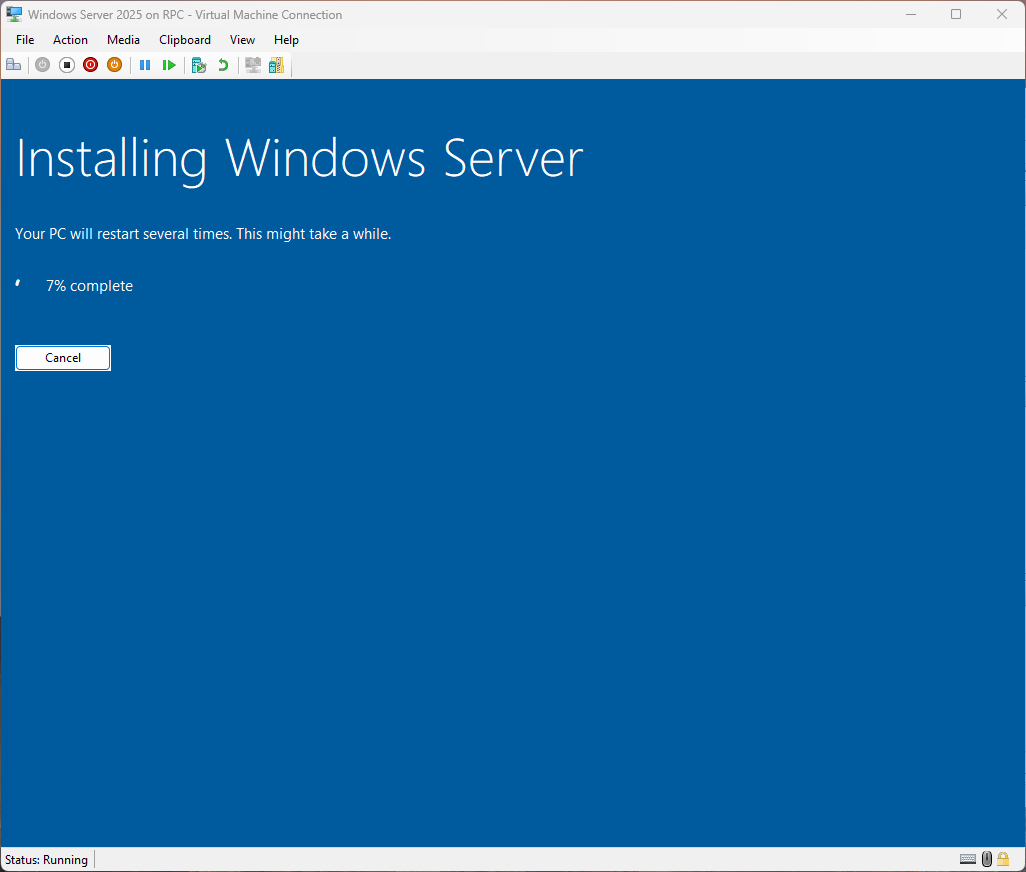 Tiến trình cài đặt Windows Server 2025